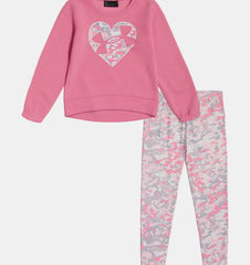 UNDERARMOUR Girls' Pre-School UA Camo Heart Crewneck Set