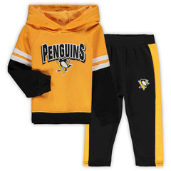 Toddler Pittsburgh Penguins Gold/Black Miracle On Ice Raglan Pullover Hoodie & Pants Set