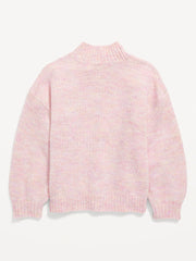 OLD NAVY Cozy Mock-Neck Shaker-Stitch Cocoon Sweater for Girls