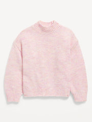 OLD NAVY Cozy Mock-Neck Shaker-Stitch Cocoon Sweater for Girls