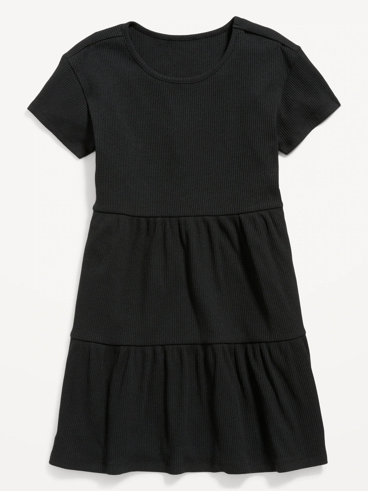 OLD NAVY Short-Sleeve Rib-Knit Tiered Swing Dress for Girls