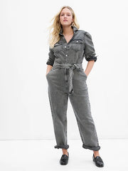 GAP Puff Sleeve Denim Jumpsuit with Washwell