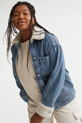 H&M+ Borg-collared Denim Jacket