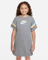 NIKE Girls Gray Short Sleeve Crew Neck Sportswear Heritage