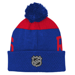 Youth New York Rangers Blue Stretchark Cuffed Knit Hat with Pom